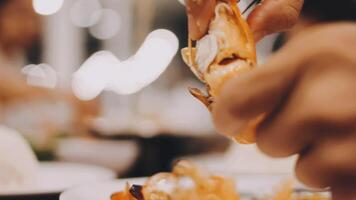 Shrimp in hand is prepared for cooking. video