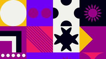 a colorful abstract pattern with black, white, and purple video