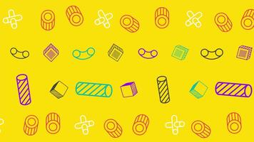 a colorful pattern of various objects on a yellow background video