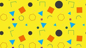 a yellow background with colorful shapes and circles video