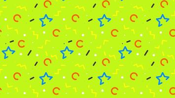 en färgrik mönster med stjärnor och Övrig former på en grön bakgrund video