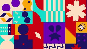 a colorful abstract pattern with various shapes and symbols video