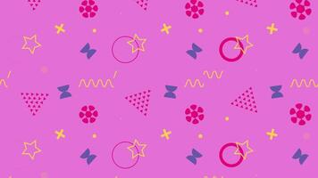 a pink background with many different shapes and symbols video