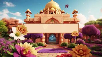 the temple is surrounded by flowers and tremes video