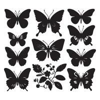 conjunto de mariposas silueta aislado en ilustración vector