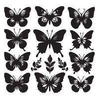 Set of butterflies silhouette isolated on illustration vector