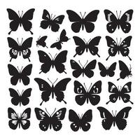 set of butterfly silhouette illustration white background vector