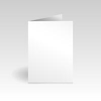 blanco vertical saludo tarjeta Bosquejo modelo. aislado en ligero degradado gris antecedentes con sombra. vector