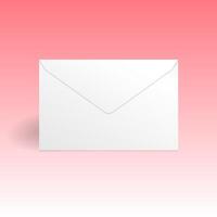 White envelope mockup template. Isolated on gradient pink background with shadow. vector