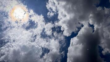 Magnificent beautiful form of cumulonimbus clouds blue sky cloud gradient light white background. Beauty clear cloudy in sunshine calm bright air background photo