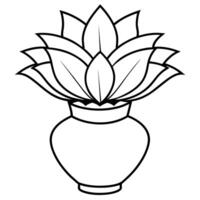 Lotus Flower outline illustration coloring book page design, Lotus Flower black and white line art drawing coloring book pages for children and adults vector