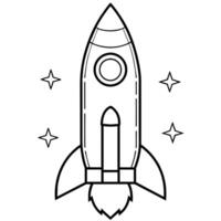 Rocket outline coloring book page line art illustration digital drawing vector