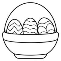 Easter eggs basket outline coloring book page line art illustration digital drawing vector
