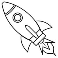 Rocket outline coloring book page line art illustration digital drawing vector