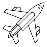 Plane outline coloring book page line art illustration digital drawing vector