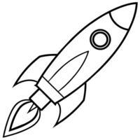 Rocket outline coloring book page line art illustration digital drawing vector