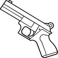 Gun outline coloring book page line art illustration digital drawing vector