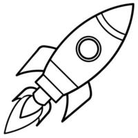 Rocket outline coloring book page line art illustration digital drawing vector