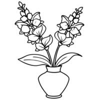 Snapdragon flower outline illustration coloring book page design, Snapdragon flower black and white line art drawing coloring book pages for children and adults vector