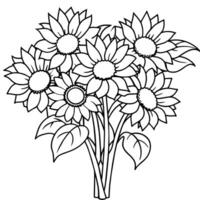 girasol flor contorno ilustración colorante libro página diseño, girasol flor negro y blanco línea Arte dibujo colorante libro paginas para niños y adultos vector