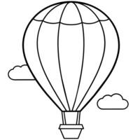 Hot air balloon on the sky outline coloring book page line art illustration digital drawing vector