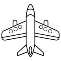 Plane outline coloring book page line art illustration digital drawing vector