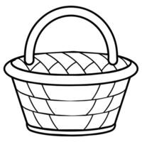Basket outline coloring book page line art illustration digital drawing vector