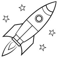 Rocket outline coloring book page line art illustration digital drawing vector