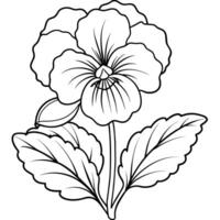 Pansy flower outline illustration coloring book page design, Pansy flower Bouquet black and white line art drawing coloring book pages for children and adults vector