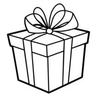 Gift box outline coloring book page line art illustration digital drawing vector