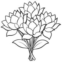 Lotus Flower outline illustration coloring book page design, Lotus Flower black and white line art drawing coloring book pages for children and adults vector