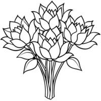 Lotus Flower outline illustration coloring book page design, Lotus Flower black and white line art drawing coloring book pages for children and adults vector