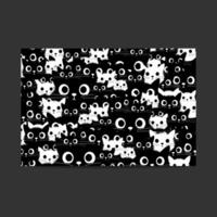 black and white cat head pattern background vector
