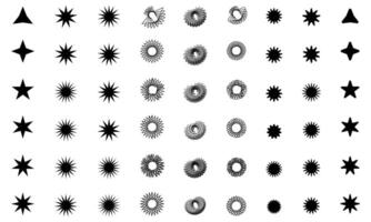 Set of black and white star icons isolated on white background. illustration. vector