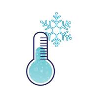 termómetro icono con copo de nieve vector