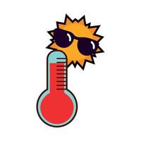 Heat, sun and thermometer vector