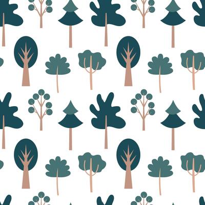 Flat style forest trees seamless pattern