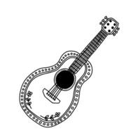 Mexican acoustic guitar doodle sketch vector