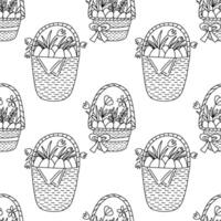 Seamless pattern with Easter baskets on white background vector