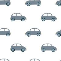 Grey car seamless pattern on white background vector