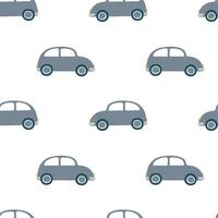 Grey car seamless pattern on white background vector