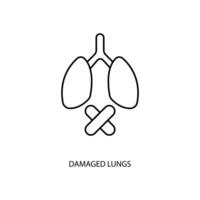 damaged lungs concept line icon. Simple element illustration. damaged lungs concept outline symbol design. vector