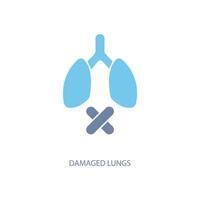 damaged lungs concept line icon. Simple element illustration. damaged lungs concept outline symbol design. vector