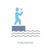 phone addiction concept line icon. Simple element illustration. phone addiction concept outline symbol design. vector
