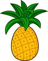 Cartoon Pineapple Fruit With Green Leaves vector