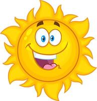 Happy Sun Cartoon Character vector