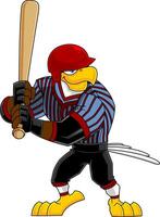 águila béisbol jugador dibujos animados personaje guata lado vector