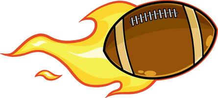 dibujos animados americano fútbol americano pelota pelota con un sendero de llamas vector