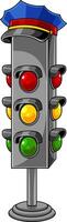 Cartoon Traffic Light With Police Cap vector