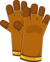Cartoon Pair Of Brown Gardeners Hand Gloves vector